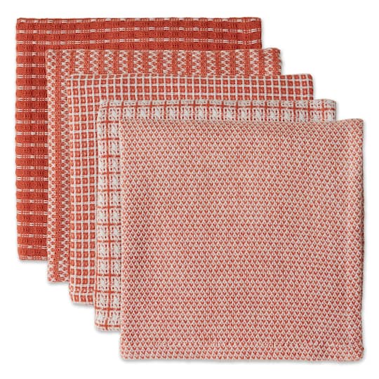 DII&#xAE; Vintage Red Mixed Pattern Dishcloths, 5ct.
